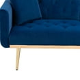 thumbnail image 6 of Modern 2 Seater Velvet Sofa with 2 Pillows, Adjustable Backrest Accent Sofa with Rose Golden Metal Feet, Sofa Turn Into Bed, Easy to Assemble, Navy, 6 of 7