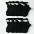 thumbnail image 2 of JUNWELL 20 Pairs Kids‘ Breathable And Comfortable Black Round Neck Socks With Double Bars Design  Perfect For Daily Wear, 2 of 6