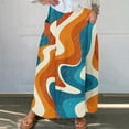 thumbnail image 2 of THDHVS Skirts for Women Trendy,Women's Skirts,Womens Casual High Waist Print A-line Long Maxi Skirt with Pockets Orange 5XL, 2 of 5