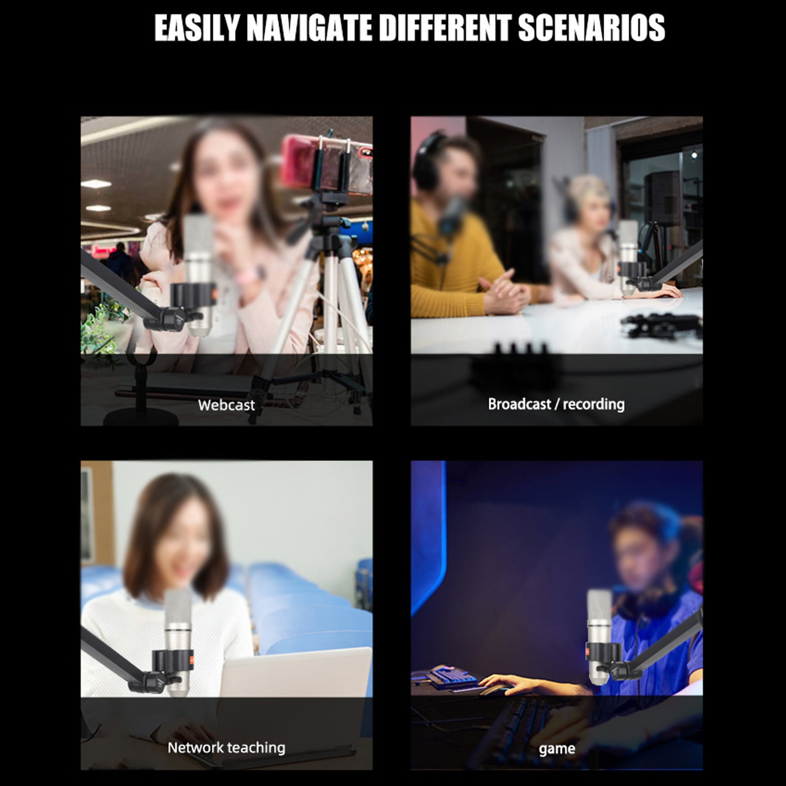 Heavy Duty Overhead Microphone Arm Featuring Easy Assembly Folding Mic Stand For Professional Recording