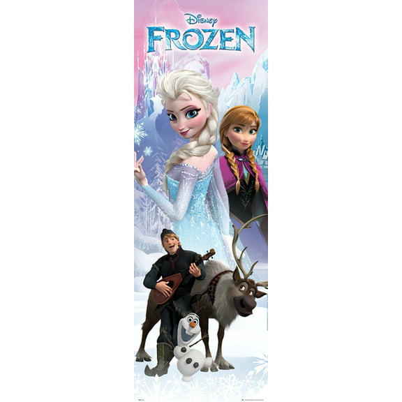 Disney's Frozen - Door Movie Poster (Anna & Elsa & Olaf & Friends) (21" X 62")