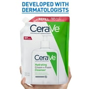 CeraVe Hydrating Cream-to-Foam Cleanser & Makeup Remover for Dry Skin, Refill 16 fl oz