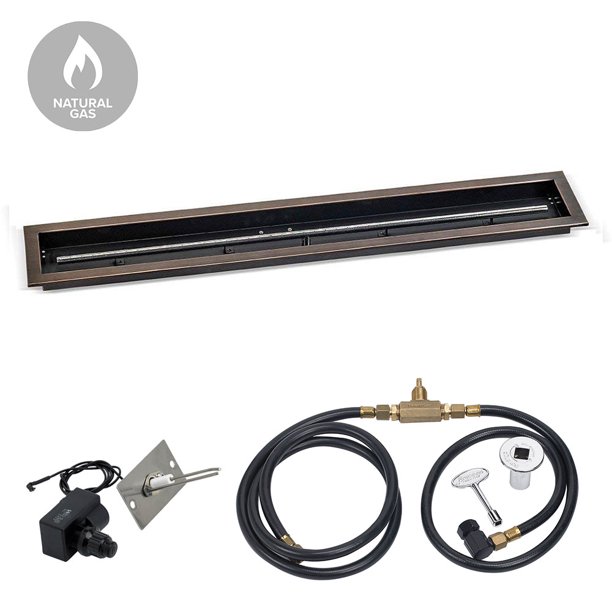 American Fireglass Spark Ignition Fire Pit Kit Oil Rubbed Bronze Trough Pan Natural Gas 48x6 Inch Walmart Com Walmart Com