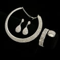 thumbnail image 4 of Sdmnsg-T Silver Rhinestone Bridal Wedding Jewelry Set Crystal Necklace Earrings Bracelet Sets Formal Costume Jewelry for Women and Brides, 4 of 15