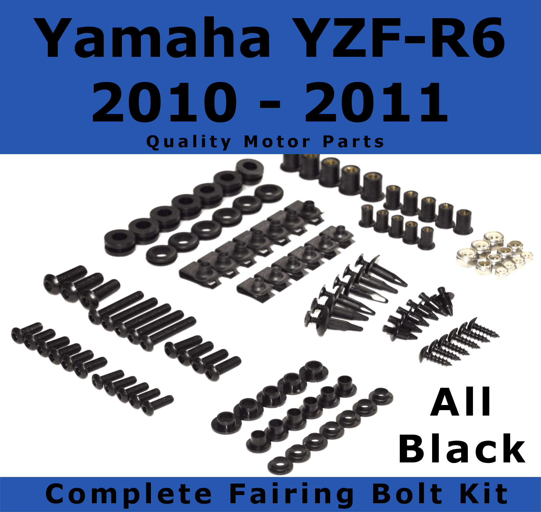 Bike Boltz Complete Black Fairing Bolt Kit For Yamaha Yzf R6 2010 2011 Body Screws Fasteners Stainless Walmart Com Walmart Com
