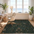 thumbnail image 3 of Design&I 9'x12' Washable Area Rug Giant Skid-Resistant Moody Vintage Whimsical Bird Foliage Symmetrical Vine Botanical for Great Room, Large Living, 3 of 7