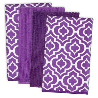 Contemporary Home Living Set of 4 Purple Traditional Decorative Dish Towels  26