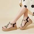 thumbnail image 5 of Flower Sandals Elastic Sloping Heels Thick Soles Casual Transparent Roman Women's Shoes Sandals for Women 2025 Black 35, 5 of 7