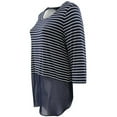 thumbnail image 4 of Plus Size Women's Short Sleeve Striped Chiffon Bottom Fashion Casual T Shirt Top Navy 1X (16.038), 4 of 5