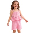 thumbnail image 5 of ITSAME Toddler Girls Outfit Set, Plaid Print Ruffled Camisole and Shorts Summer Casual Clothes 2-Piece Pink Size 4-5, 5 of 8