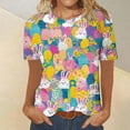 thumbnail image 5 of Blusas para las Mujeres Casual Impreso Cuello Redondo Manga Corta Camiseta Top, Tops Cortos para las Mujeres Primavera Verano, 5 of 5