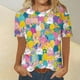 thumbnail image 5 of Blusas para las Mujeres Casual Impreso Cuello Redondo Manga Corta Camiseta Top, Tops Cortos para las Mujeres Primavera Verano, 5 of 5