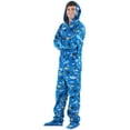 thumbnail image 4 of Footed Pajamas - Shark Frenzy Adult Hoodie Fleece One Piece - Adult - Medium (Fits 5'8 - 5'11"), 4 of 6