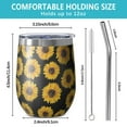 thumbnail image 5 of 12oz Stemless Wine Tumblers Black Small Sunflower Pattern Vacuum Insulated Stainless Steel Travel Tumbler Cups Mug with Lid and Straw for Champaign,Cocktail,Beer with Cleaning Brush, 5 of 5