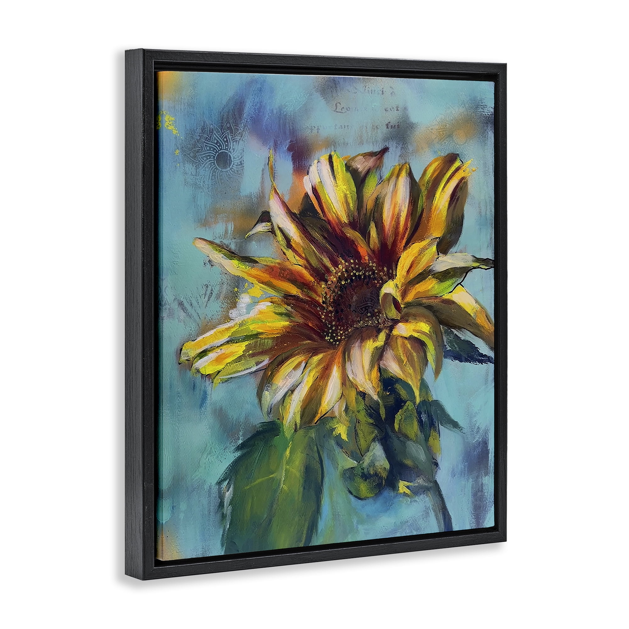Stupell Industries Finding Spring Sunflower Plants & Flowers Painting Black Floater Framed Canvas Art Print Wall Art, 17 x 21