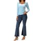 thumbnail image 2 of INSPIRAR CHIC Tops de Terciopelo para Mujeres, Camiseta Elegante de Manga Larga con Escote Corazón, M Azul Claro, 2 of 6