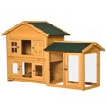 thumbnail image 1 of PawHut 59" Wooden Rabbit Hutch 2 Tier Bunny House Pet Playpen Enclosure for Indoor Outdoor with Slide-out Tray, Ramp, for Rabbits and Small Animals, Orange, 1 of 10
