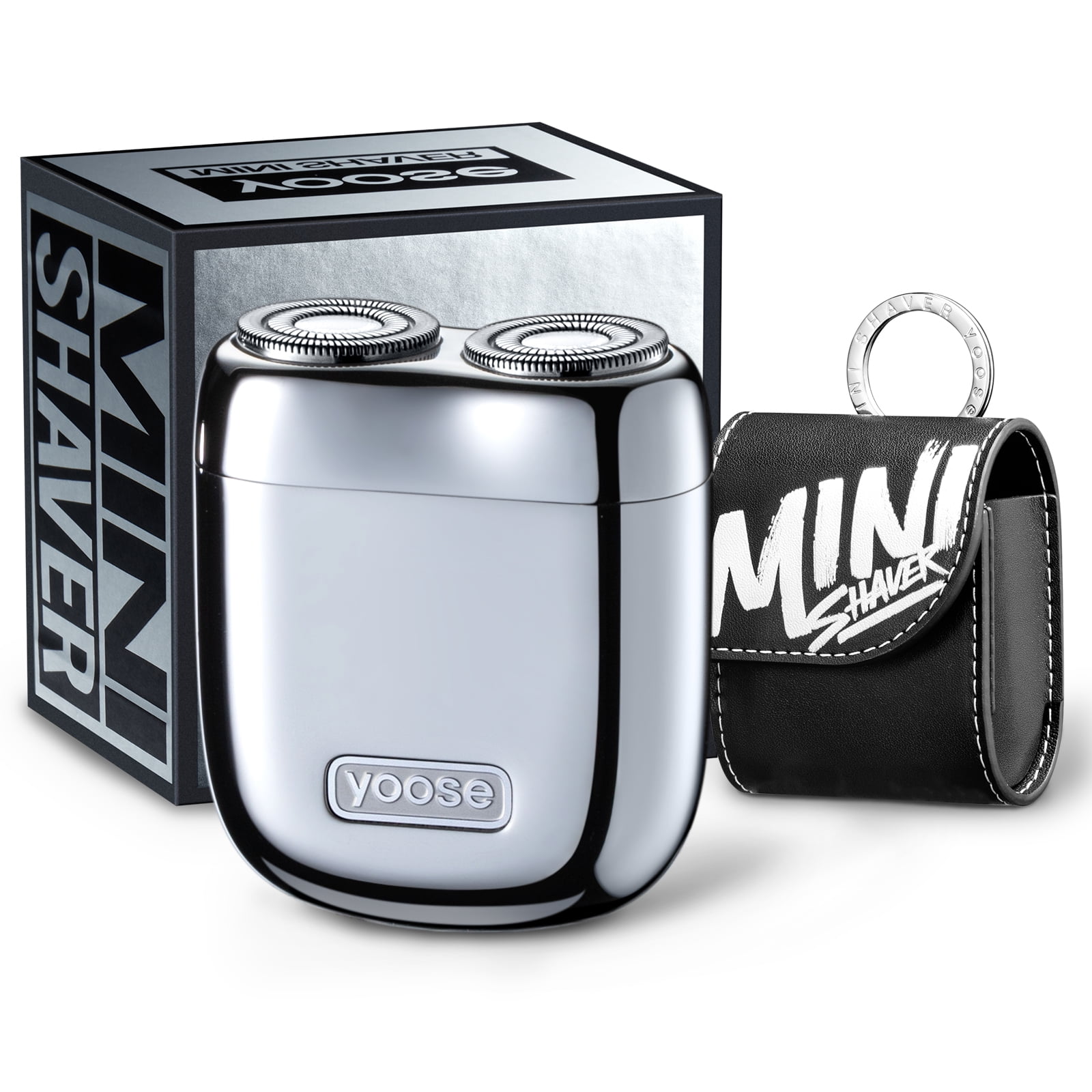 yoose Portable Electric Razor Magnetic Detachable Head with Case, USB-C quick charging, Silver