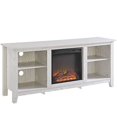 thumbnail image 1 of Walker Edison Essential 58" Traditional Rustic Farmhouse Electric Fireplace TV Stand - White, 1 of 2