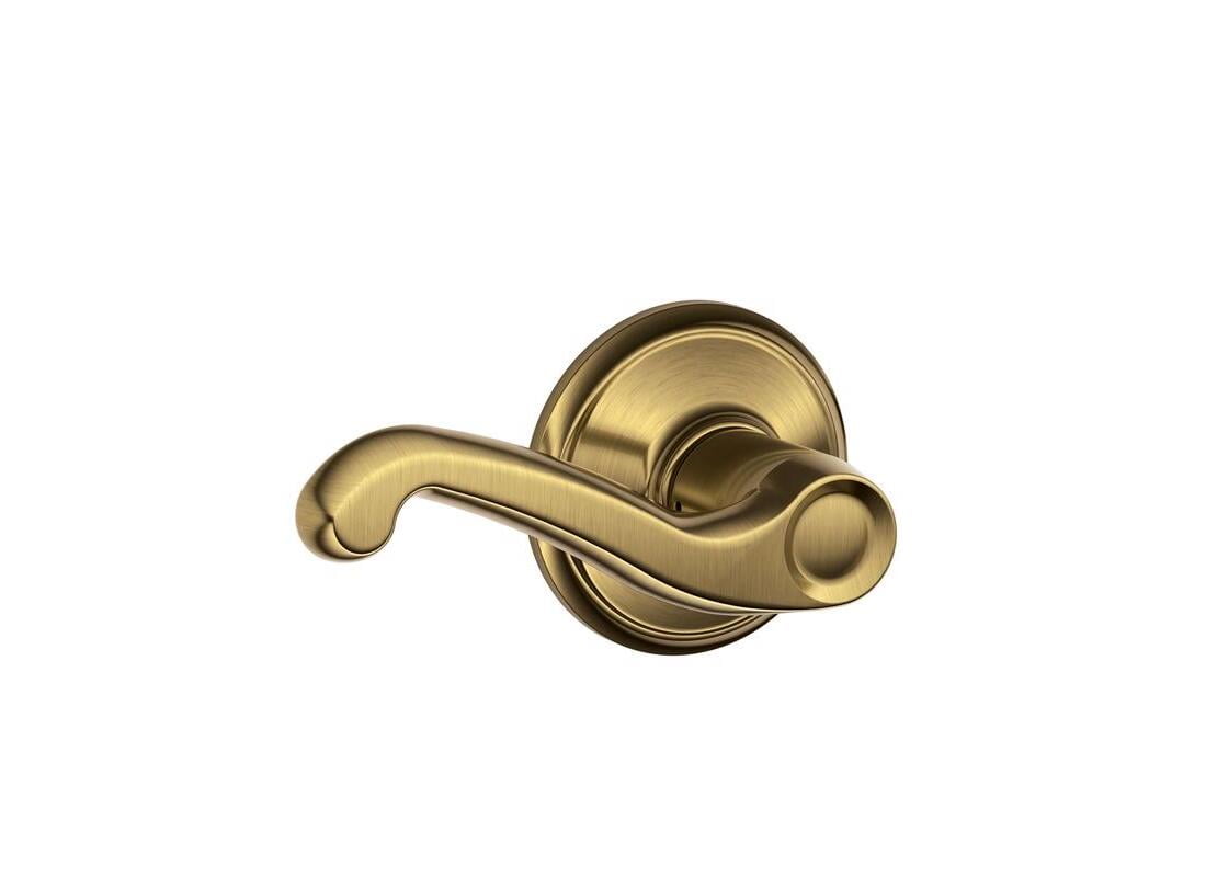 Schlage Flair Door Lever - Hall & Closet Passage Lock In Antique Brass Finish