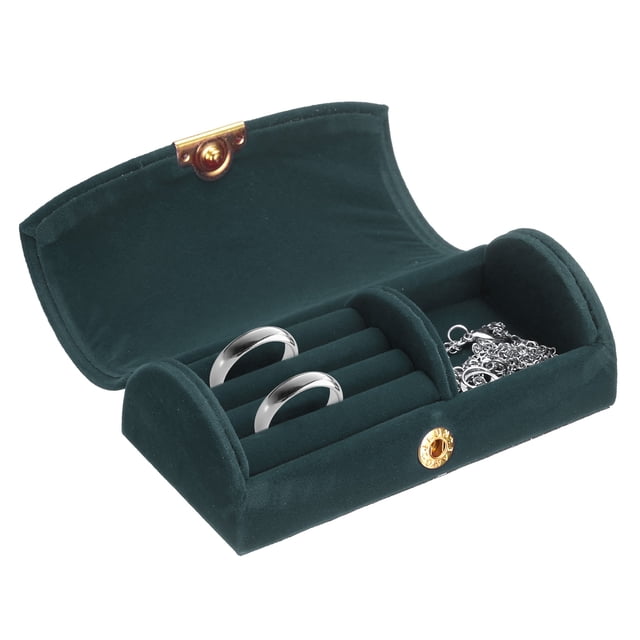 Caja de joyería de viaje pequeña Uxcell, organizador portátil de almacenamiento de joyas para anillos, collares y aretes, regalo para mujeres y niñas con caja de regalo, verde oscuro