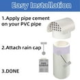 thumbnail image 7 of PVC Vent Cap Radon Vent Cap for 4" Schedule 40, 4 inch PVC Radon Fan Pipe Cap Exhaust Vent Cap for Radon/Flue/Roof Vent System,Radon Vent Cover Stop Rain Snow Leaves, Protect Radon Fan Motor&PVC Pipe, 7 of 7