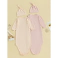 thumbnail image 4 of Gupgi 2 Pack Newborn Baby Sleeping Sack 0-3 Months Solid Color Long Sleeve Baby Swaddle Sleep Bag and Hat, 4 of 9