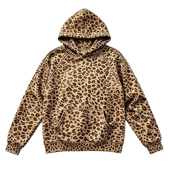 Arlun Vintage Cheetah Printed Hoodies for Women Oversized Fall Fashion Leopard Print Streetwear Sweatshirts with Hooded Long Sleeve Large Pocket Drop Shoulder Pullovers Top