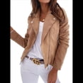thumbnail image 2 of Chaquetas de Sintético para Mujer, de Gamuza, Conjuntos de Moda de 2025, Chaqueta Motera Corta con Cremallera, Prendas de Abrigo Caqui L, 2 of 9