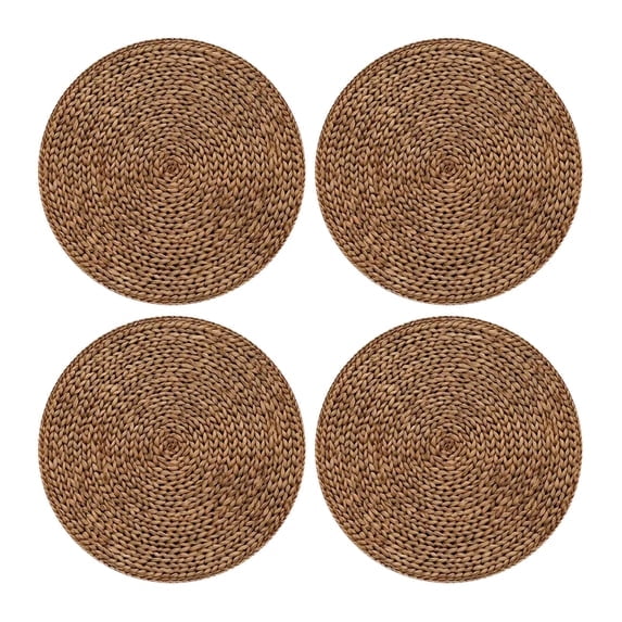 Round Linen Placemats Set of 4 Heat Resistant Washable Table Mats for Kitchen Dining Farmhouse Decor Brown
