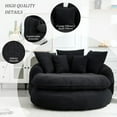 thumbnail image 3 of 70.87''Bean Bag Couch Chairs for Adults, Chenille Floor Couch with 5 Pillows, Oversized Lazy Sofa with Foam Lounger with Backrest, Soft Bean Bag Couch for Living Room Bedroom Dorm Apartment (Black), 3 of 7