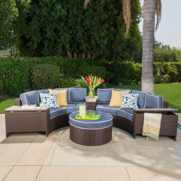 Seater Wicker Curved Sectional Set, Outdoor Curved Sectional
