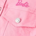 thumbnail image 6 of Barbie Girls Womens Jean Jacket Pink Letter Embroidered Long Sleeves Denim Jacket, 6 of 8