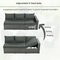 thumbnail image 3 of MAYEERTY Outdoor 6-Piece All Weather PE Rattan Sofa Set with Adjustable Seat, Storage Box, Removable Covers, and Tempered Glass Top Table, 3 of 9