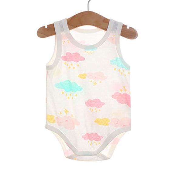 Lilgiuy Newborn Baby Girl Boy Summer Onesie Casual Solid Color Sleeveless Unisex Romper Toddler Infant Outfit Playwear(White,12-18 months)