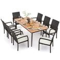 thumbnail image 2 of Costway 9 PCS Patio Dining Set Outdoor Acacia Wood Dining Table with 1.9" Umbrella Hole, 2 of 7