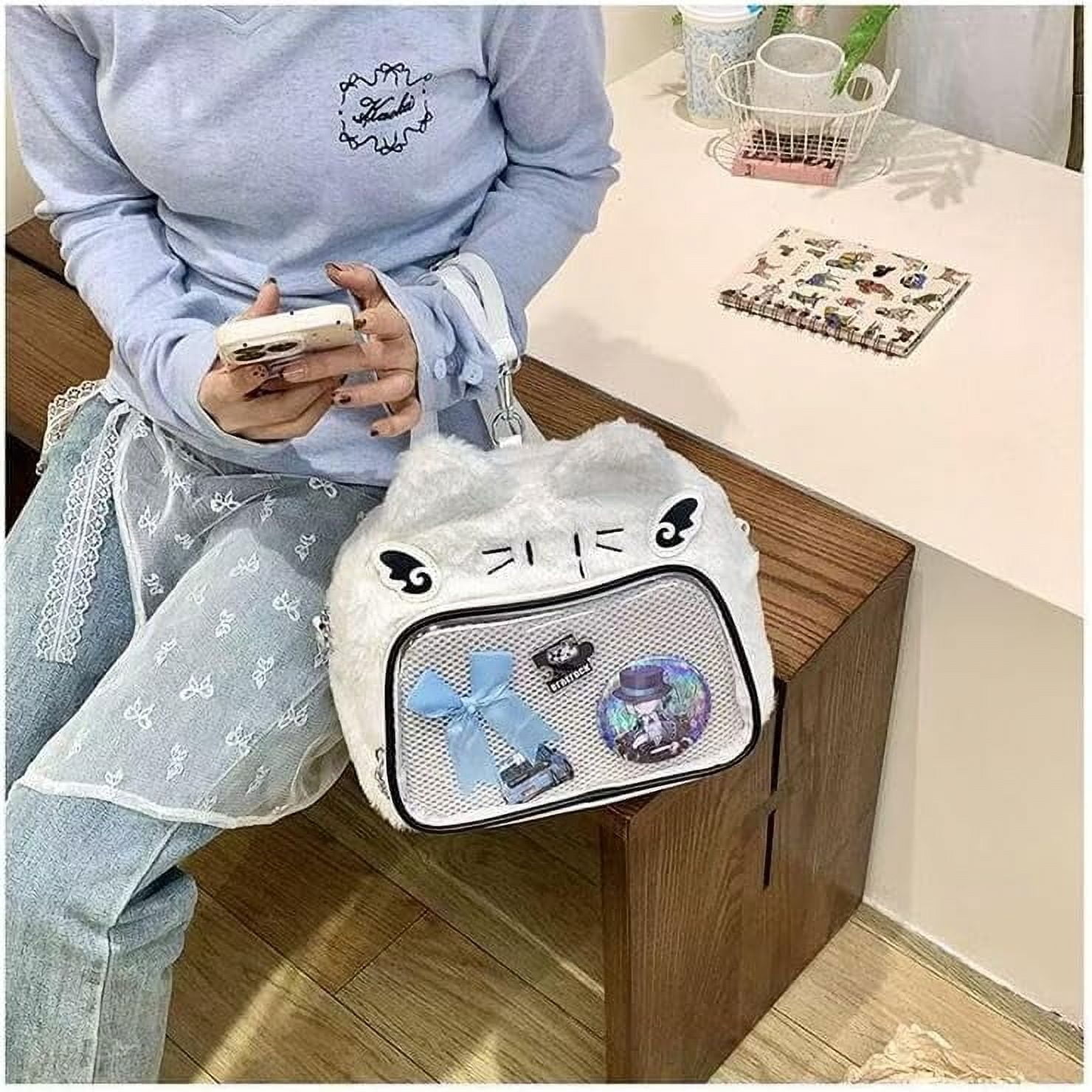 HMSHA Cat Ear Ita Backpack Cute Bags Kawaii Y2K Bags 3 Ways Crossbody Purse Messenger Bags for Women Shoulder Bag Tote (Pink)