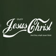 thumbnail image 5 of Wild Bobby, Enjoy Jesus Christ and Thou Shalt Never Thirst Coke Parody Inspirational/Christian Men's Graphic T-Shirt, Forest Green, 4X-Large, 5 of 5