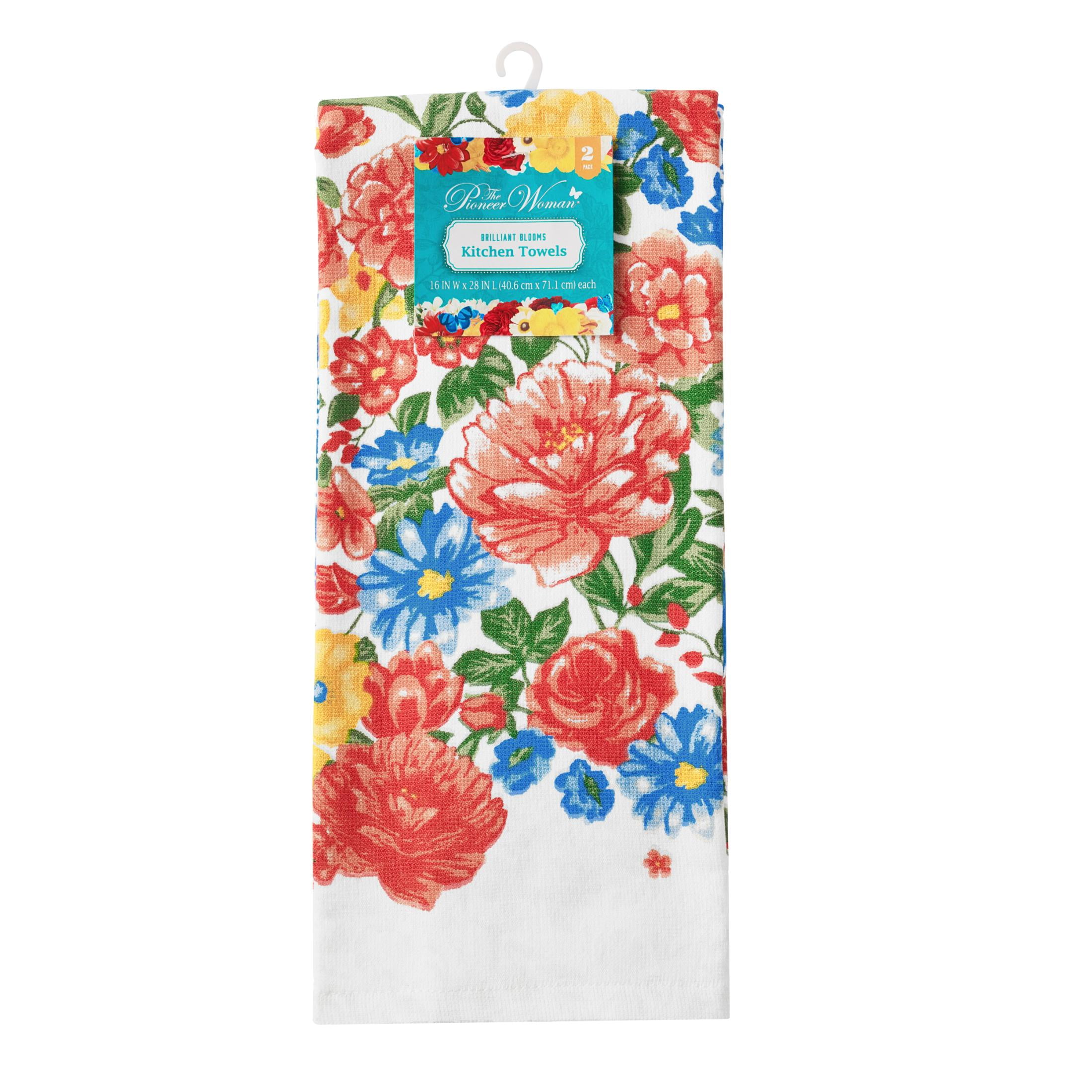 The Pioneer Woman Brilliant Blooms Kitchen Towel Set, Multicolor, 16"W x 28"L, 2 Piece
