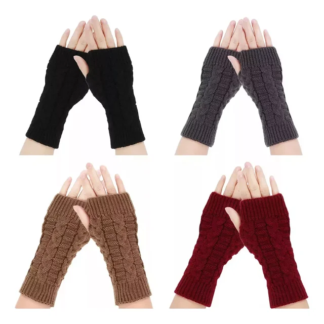 4 Par Guantes Sin Dedos Mujer Invierno Frío Regalos Navidad