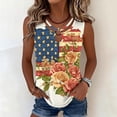 thumbnail image 4 of Uootdi Womens Patriotic Tank Tops American Flag Floral Print Sleeveless Top O Ring Cut Out Loose Fit 4th Of July Patriotic Blouses Holiday Casual Style Gift, 4 of 6