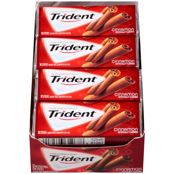 Trident, Sugar Free Cinnamon Gum, 18 Pcs, (Pack of 12)