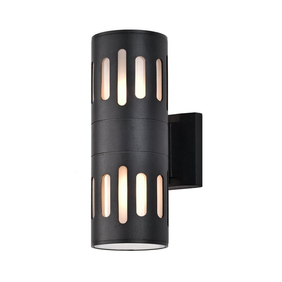 C Cattleya  Die-cast Aluminum Cylinder Outdoor Wall Sconce Matte Black Black Matte