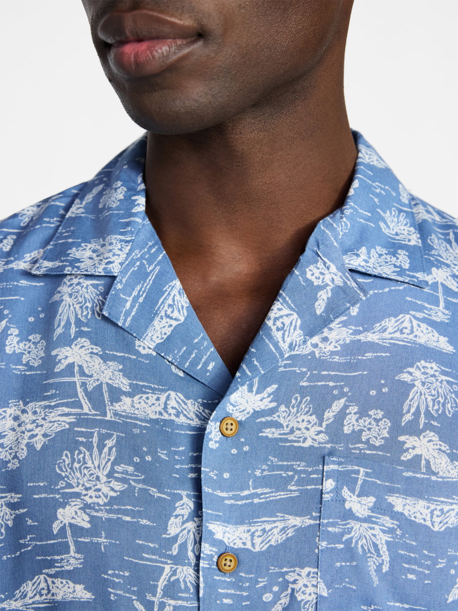 George Men's Relaxed Fit Printed Camp Shirt with Short Sleeves, Sizes S-3XLT