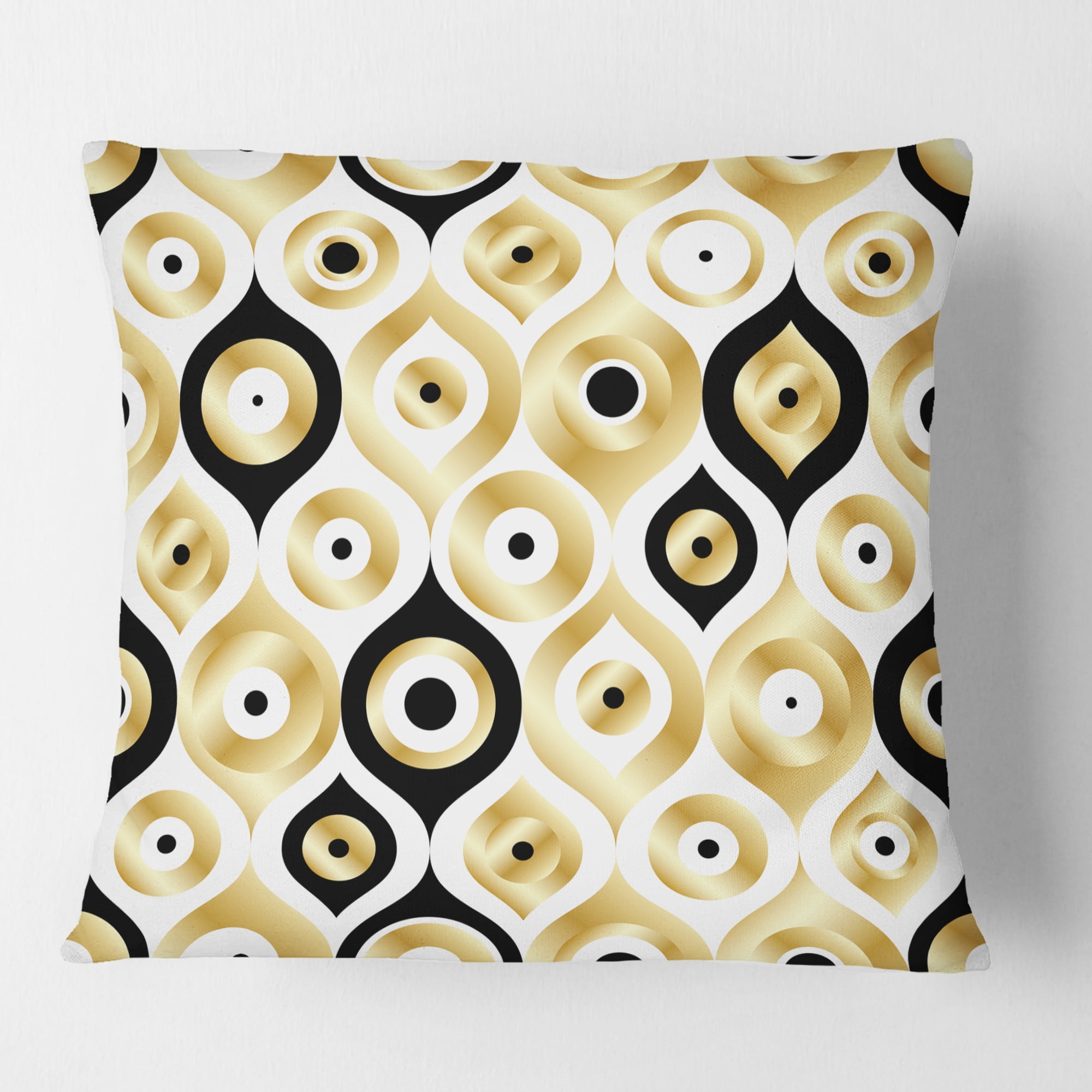Designart Golden Art Deco Metallic Luxury Geometrics' Mid-Century Modern Throw Pillow - 16x16