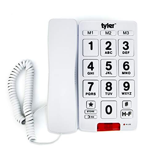 Tyler TBBP3WH Big Button Corded Phone with Speakerphone for Seniors and Ease of Use