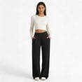 thumbnail image 6 of hlysgo Womens Casual Pants High Elastic Waist Wide Straight Leg Trousers Yoga Loose Fit Pant with Pockets Black,XL, 6 of 6