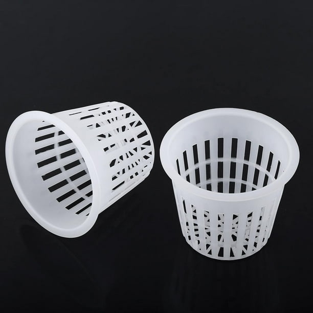 ZPSHYD 10 Uds. De Vasos de Red de Malla ranurada, Maceta de Malla Resistente, Cesta de Copa de Red, Maceta Flotante para Plantas, Cultivo de Plantas hidropónicas, clonación de jardinería(Blanco)