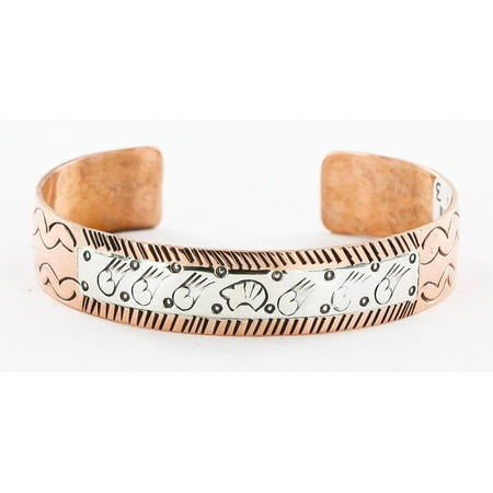 Copper Charm Earrings - Handmade Bear Certified Authentic Roanhorse Navajo Pure .925 Sterling Silver and Copper Native American Bracelet