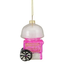 Northlight 3.25" Pink, White, and Gold Cotton Candy Machine Glass Christmas Ornament